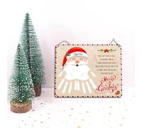 DIY Wooden Santa Beard Baby's First Christmas Handprint Hanging Sign Decor, Santa Clause Crafts, My 1st Christmas Handprint Art Project Keepsake from Kids, Holiday Xmas Craft Gifts, School Activity