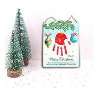DIY Wooden "This is to Remind You My Hands were Small" Baby's First Christmas Handprint Hanging Sign, My 1st Christmas Handprint Art Craft Keepsake from Kid, Holiday Xmas Craft Gifts, School Activity