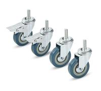 DIY Workbench Wheels 4 Pack of 75MM Locking Swivel Castor Wheels with M10 M12 Threaded Stem No Noise No Floor Marks Perfect for Furniture Mobility