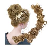 DIY Wrap Around Bun Hairs Messy Bun Haires Piece Curly Wavy Hair Buns Scrunchies Extensions Long Ponytail Extensions Ponytail Elegant or Chic Look(Light brown to ash blonde)