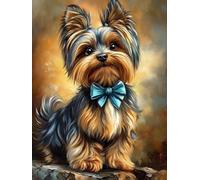 DIY Yorkshire Terrier Stamped Cross Stitch Kits for Beginners Adults - Preprinted 11CT Easy Pattern Needlepoint Kits, Arts and Crafts for Home Decor (11.8x15.7inch) 384