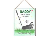 DIY You're A Hole In One Golf Daddy Footprint Crafts Hanging Sign, First Fathers Day Birthday Sign Gifts from Kids Footprint to Dad Golf Golfing Lovers, Kid Memory Keepsake Gifts for Papa Dad Golfers