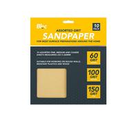 DIY5481 10 Sheets Assorted Grit Sandpaper Pack - Coarse 60 x 3, Medium 100 x 4, Fine 150 x 3 for Wood, Paint & Walls