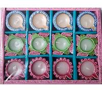Diya with Wax - Ready to Use Decorative Diyas for Festivals, Pooja, Weddings & Home Décor - Pack of Traditional Wax Filled Diyas (Set of 12 (Pack of 1))