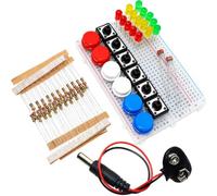 DIYables Electronics Component Starter Kit with 400 Hole Breadboard LEDs Resistors Buttons Photoresistors for Arduino ESP32 Raspberry Pi, 65 Pieces with Storage Box