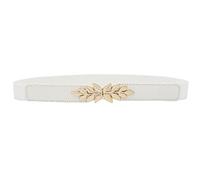 Diyafas Stretchy Dress Thin Belt Ladies Elastic Waistband Leaf Buckle Skinny Belts