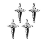 diyalo Catholic Four Way Cross/Celtic Crucifix/Orthodox Baptismal Cross/Holy Trinity Crucifix Cross Pendant Charms for DIY Rosary Chaplet Jewelry Making Parts, M, Metal, No Gemstone