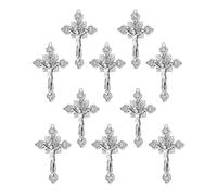 diyalo Catholic Four Way Cross/Celtic Crucifix/Orthodox Baptismal Cross/Holy Trinity Crucifix Cross Pendant Charms for DIY Rosary Chaplet Jewelry Making Parts, M, Metal, No Gemstone