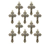 diyalo Catholic Four Way Cross/Celtic Crucifix/Orthodox Baptismal Cross/Holy Trinity Crucifix Cross Pendant Charms for DIY Rosary Chaplet Jewelry Making Parts, M, Metal, No Gemstone