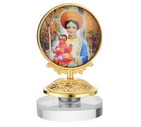 diyalo Rotatable Crystal Figurines Holy Family St.Christoper/Our Lady of Grace/Our Lady of Perpetual Help The Divine Mercy Statue Double-Sides Religious Icon Ornament with Gift Box