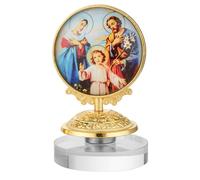 diyalo Rotatable Crystal Figurines Holy Family St.Christoper/Our Lady of Grace/Our Lady of Perpetual Help The Divine Mercy Statue Double-Sides Religious Icon Ornament with Gift Box