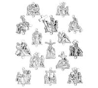 diyalo Stations of the Cross Pieta Crucifixion Sorrows Way Set of 15 Rosary Chaplet Necklace Connector Pendant Jewelry Making Parts