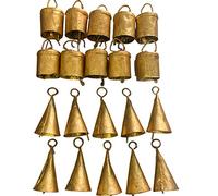 DIYANA IMPEX Vintage Indian Tin Bells Rustic Cow Bells Christmas Tree Decorations Pack of 20 (Gold)