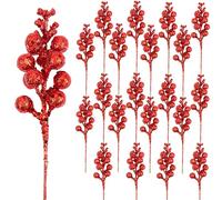 DIYASY 12Pc Artificial Red Berries Stems