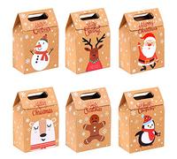 DIYASY 24pcs Christmas Kraft Gift Boxes, Christmas Candy Cookie treats party paper Boxes Bags for Xmas Party Fillers