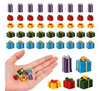 DIYASY 50 Pcs Christmas Miniature Figurines, Mini Crafts Resin Gift Boxes Ornaments Kit for DIY Xmas Fairy Garden Snow Globes Decor Village Accessories