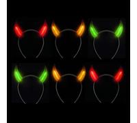 DIYASY 6 Pack Bull Horn Headband Glow in the Dark Headwear Fancy Dress Accessory for Kids Halloween Costume
