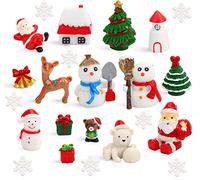 DIYASY Christmas Miniature Figurines,30 Pcs Mini Crafts Resin Santa Claus Snowman Elk Ornaments Kit for DIY Christmas Fairy Garden and Snow Globes