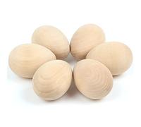 DIYASY Easter Wooden Eggs, 6 Pcs Unpainted Wooden Eggs for Art Crafts and Easter Decorations, Fake Dummy Eggs for Easter Home Decor Egg Hunt