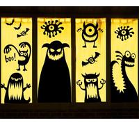 DIYASY Halloween Window Decoration Decals,5 Large Monster Silhouette Window Stickers Clings for Halloween Party Décor