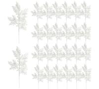 DIYASY White Picks for Christmas Tree, 11'' Glitter Artificial Branches Filler Fake Fern Leaf Pine Needles Leaves Floral Twigs Ornaments for Xmas Tree Holiday Wreath Home Decorations