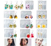 DIYBravo 11 PCS Earring Moulds UV Resin Moulds Epoxy Silicone Moulds Jewelry Moulds for DIY Earring Necklace Pendant Craft