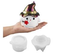 DIYBravo 3D Ghost Resin Mold Box with The Witch's Hat Halloween Candle Holder Mould with Lid Ghost Figurine Silicone Mold Jewelry Ornament Storage Box UV Epoxy Resin Casting Mold for DIY