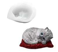 DIYBravo 3d Resin Mould Cute Sleeping Cat Silicone Resin Art Ornament Candle Mould Epoxy Casting Mould for DIY Craft Table Car Office Décor