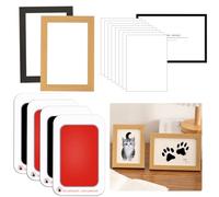 DIYBravo 4 Pcs Pet Paw Print Impression Kit, Mess-Free Red Paw Print Kit Stamp Pad for Dogs Cats with 2 Pcs Photo Frame and 8 Imprint Cards, Cat Paw Print Kit for Pet Paw Prints