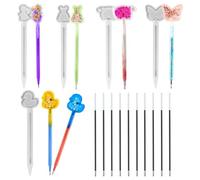 DIYBravo 5 Pcs Silicone Resin Cute Pen Moulds Bear Duck Butterfly Bunny Shaped, UV Epoxy Resin Pen Casting Moulds with 10 Black Refills for Kawaii Craft Making,(USXQM4136A)