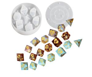 DIYBravo Dice Resin Moulds Silicone with Hearts, Dice Epoxy Resin Moulds with 7 Stereoscopic Dice Cavities, DND Dice Epoxy Silicone Moulds for DIY Couples Date Night Decision Gifts