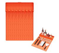 DIYBravo Silicone Griddle Tools Mat for Blackstone Side Shelf Mat Grill BBQ Caddy Utensils Holder Spatula Mat with Drip Pad Blackstone Griddle Accessories for Cooking Grilling Kitchen (Orange)