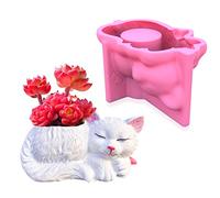 DIYBravo Vase Silicone Mould Sleeping Cat Shaped Resin Silicone Flower Pot Pen Holder Mould for Polymore Clay, UV Epoxy Resin Casting Mould for Making Flowers Holder Jewelry Storage Home Office Decor