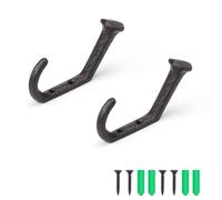 DIYCUT 2 Pieces Coat Hooks for Wall, Heavy Duty Coat Hooks, Vintage Coat Hanger Hooks, Black Coat Hooks in Unique Shape, Suitable for Indoor and Outdoor