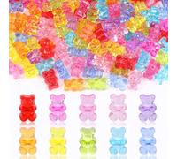 DIYDEC 200pcs Clear Acrylic Bear Beads, Mixed Color Gummy Bear Beads for Bracelet, Necklace, and DIY Crafts, Cute Bear Charms for Jewelry Making
