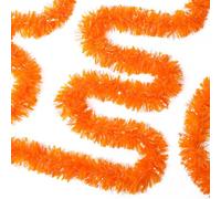 DIYDEC 33FT Thanksgiving Tinsel Garlands, Glittering Orange Metallic Twist Garland Fall Hanging Garland for Autumn Thanksgiving Halloween Party Decoration