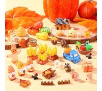 DIYDEC 42PCS Thanksgiving Mini Resin Figures 42 Styles Fall Tiny Resin Farm Miniature to Hide Autumn Little Small Figures for Holiday Party Favors Bag Fillers Garden Dollhouse Crafts Decor