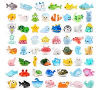 DIYDEC 60pcs Mini Sea Animals Tiny Resin Animals Figurines Marine Miniature Plastic Ocean Animals Figurines for DIY Fish Tank Aquarium Ornaments Micro Fairy Garden Dollhouse Decorations