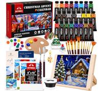DIYDEC Advent Calendar 2026 Christmas Acrylic painting set for Beginners | 24 Days Countdown Calendar with Tabletop Easel Xmas Art Painting Supplies for Adults, Students, Hobbyists, Beginners