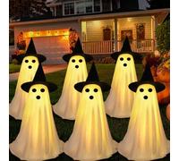 DIYDEC Halloween Ghost Decorations, 6 Pack Halloween Light Up Spooky Ghost Decor Kit with String Lights for Halloween Outdoor Party Decoration