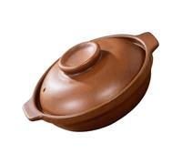 DIYEAH 1.3l Clay Pot with Lid for Cooking Asian Cuisine, Versatile Stove Compatibility, Easy to Clean Terracotta Casserole Pot with Elegant Rustic Design, for Simmering Soups and Daily