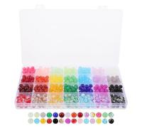 DIYEAH 1 Box Crystal Glass Bead Collection 8mm Multicolor Crackle Beads Small Round Charm for Stringing Beading Material for Bracelets Necklaces Earring Designs