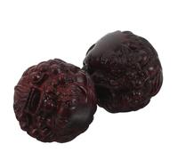 DIYEAH 1 Pair Carved Lion Hand Massage Balls 4cm Wooden Baoding Balls Palm Massager Hand Strengthener Physical Therapy Exercise Tool for Seniors and Stress Relief