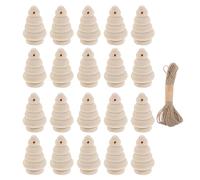 DIYEAH 1 Set Mini Wooden Christmas Trees: Paintable Wooden Xmas Tree Ornaments - Unfinished Wood Craft Decorations with Jute String for Kids Seasonal DIY Projects