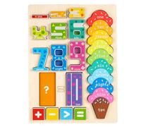 DIYEAH 1 Set Montessori Number Matching Board Counting Block Toy With Ice Cream Numbers And Math Counters Mathematics Counting Toy Children'S Intelligence Tools