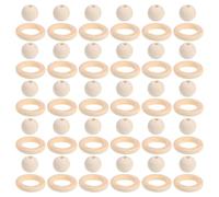 DIYEAH 1 Set Wood Beads for Crafts: Unfinished Wood Rings - Small Wooden Spacer Beads for DIY Wreath Jewelry Making Crochet Projects Party Decoration