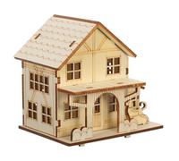 DIYEAH 1 Set Wooden Cabin Building Kit: 3D LED Log House Assembly Set - DIY Educational STEM Building Puzzle - Brain Teaser Construction Model