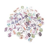 DIYEAH 100pcs 1.3cm Wooden Buttons for Sewing Number Pattern, 2-Hole Wood Buttons for Crafting and Scrapbooking, Suitable for DIY Sewing and Embellishment