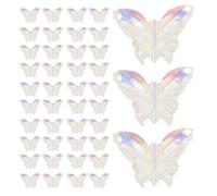 DIYEAH 100pcs Iridescent Butterfly Nail Charms for Women Small 3d Plastic Butterfly Decorations Secure Hold and Easy Application, for Daily Wear and Special Occasions in Fairy Style