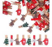DIYEAH 100pcs Mini Christmas Wooden Clothespins Snowflake Photo Clips Tiny Wood Pegs for Hanging Cards Party Favors Rustic Home School Art Craft Decor
